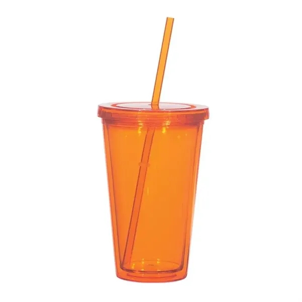 Translucent Orange color option for 16 Oz. Double Wall Acrylic Tumbler With Straw