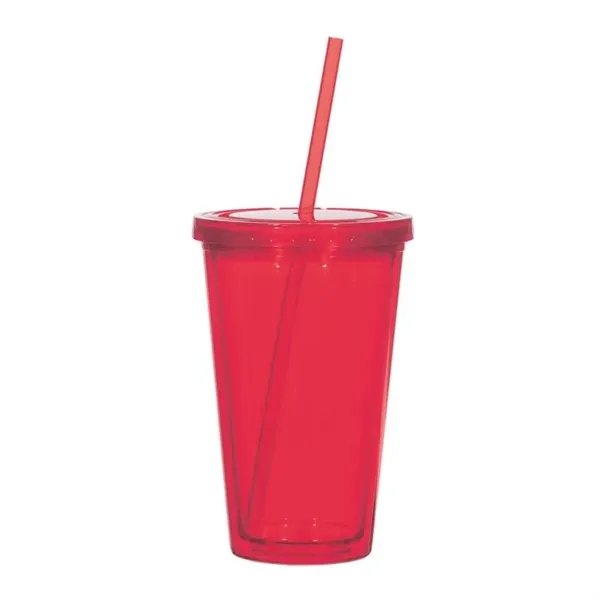 Translucent Red color option for 16 Oz. Double Wall Acrylic Tumbler With Straw
