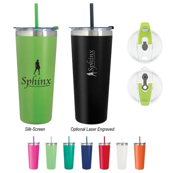 Fuchsia Straw color option for 24 Oz. Two Tone Mountain Tumbler With Straw
