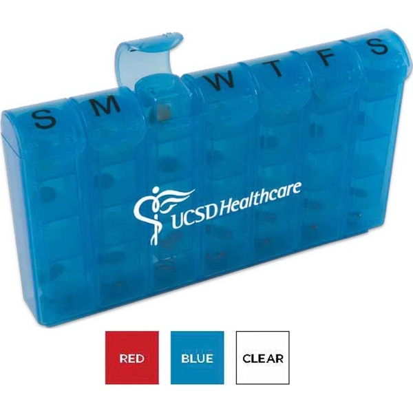 Translucent Blue color option for 28 Compartment Pill Organizer Box