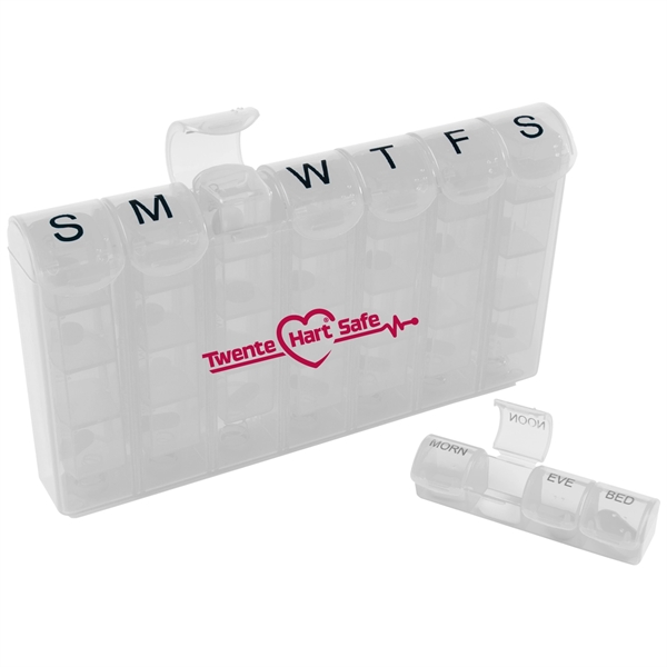 Translucent Clear color option for 28 Compartment Pill Organizer Box