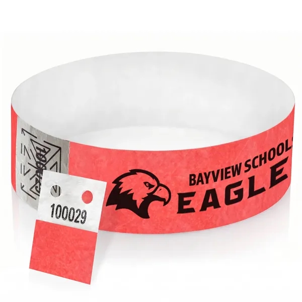 Neon Red 1785 color option for 1" Tyvek Tear Stub Wristband