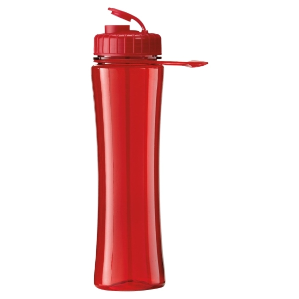 Translucent Red color option for 24 Oz Polysure Exertion Plastic Water Bottle W/Grip