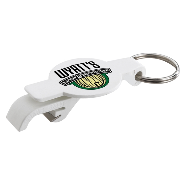 White color option for Round Bottle Opener Beverage Wrench Keychain