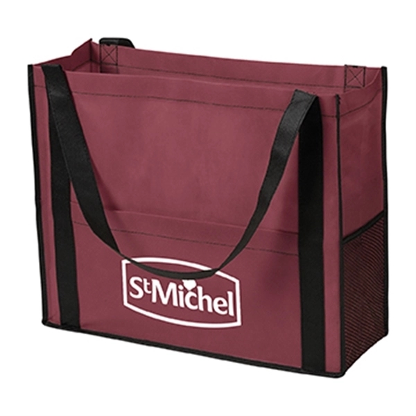 Burgundy color option for Chandler Non Woven Mesh Tote Bag With Gusset