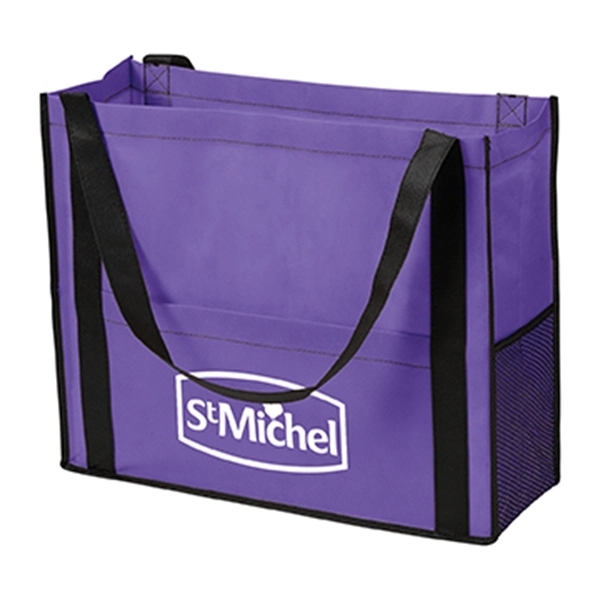 Purple color option for Chandler Non Woven Mesh Tote Bag With Gusset
