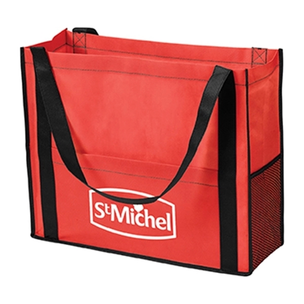 Red color option for Chandler Non Woven Mesh Tote Bag With Gusset