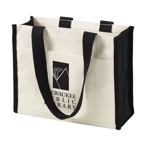 Natural-Black color option for 14 Oz. Cotton Canvas Tote Bag   11 1/2" H X 14" W X 5 1/2" D
