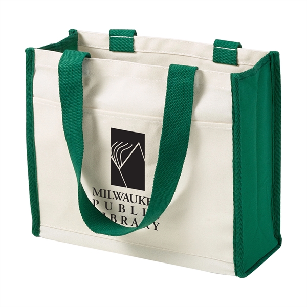 Natural-Hunter Green color option for 14 Oz. Cotton Canvas Tote Bag   11 1/2" H X 14" W X 5 1/2" D