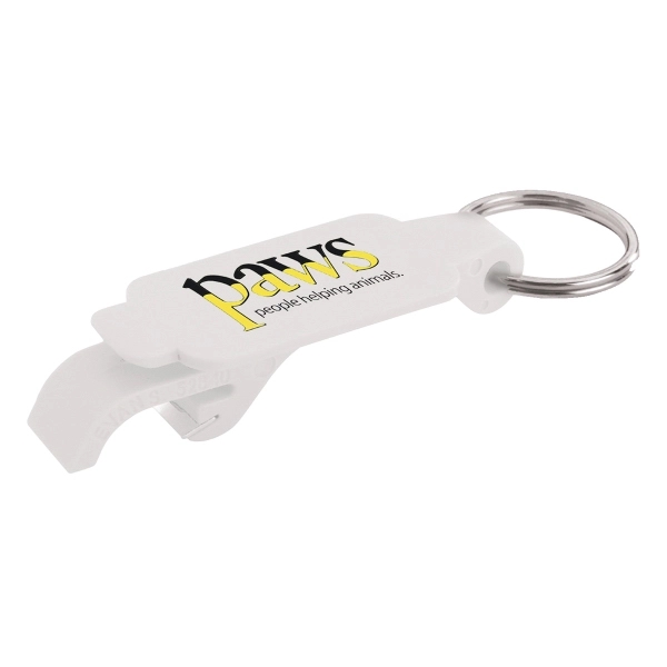 White color option for Rectangular Bottle Opener Beverage Wrench Keychain