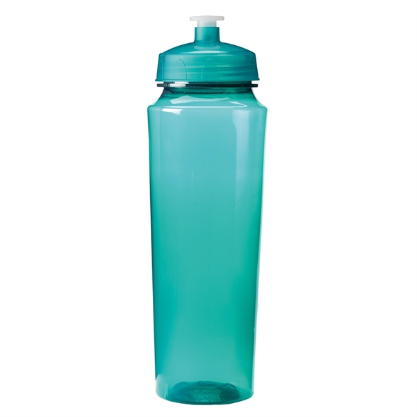 Translucent Aqua color option for 24oz. Plastic Sports Bottle With Hydration Measurements
