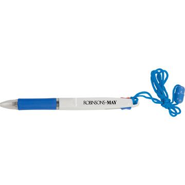White Blue color option for 2 Color Neck Pen With Safety Breakaway