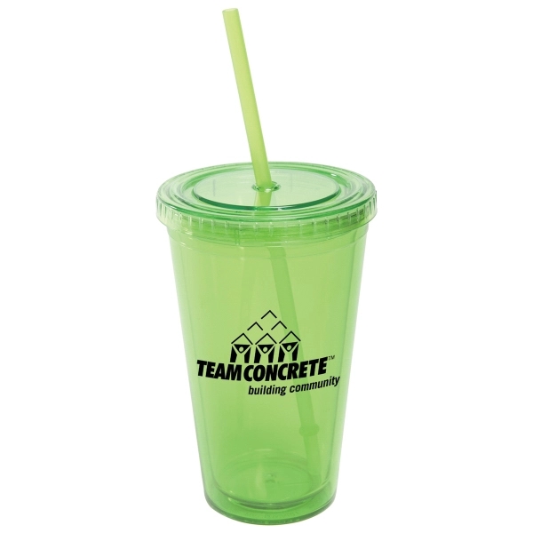 Translucent Green color option for 16 Oz Acrylic Tumbler With Lid And Straw