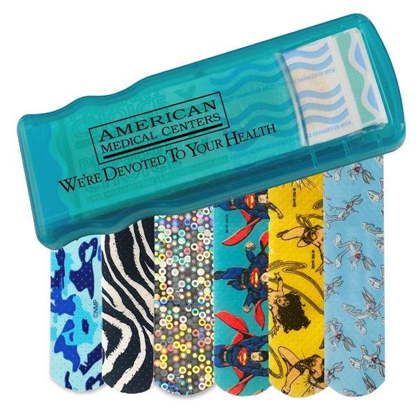 Translucent Aqua color option for Bandage Dispenser With Pattern Bandages