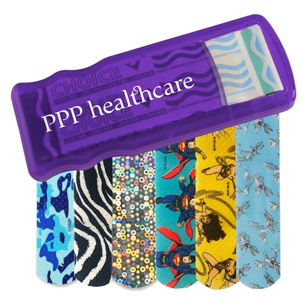 Translucent Purple color option for Bandage Dispenser With Pattern Bandages