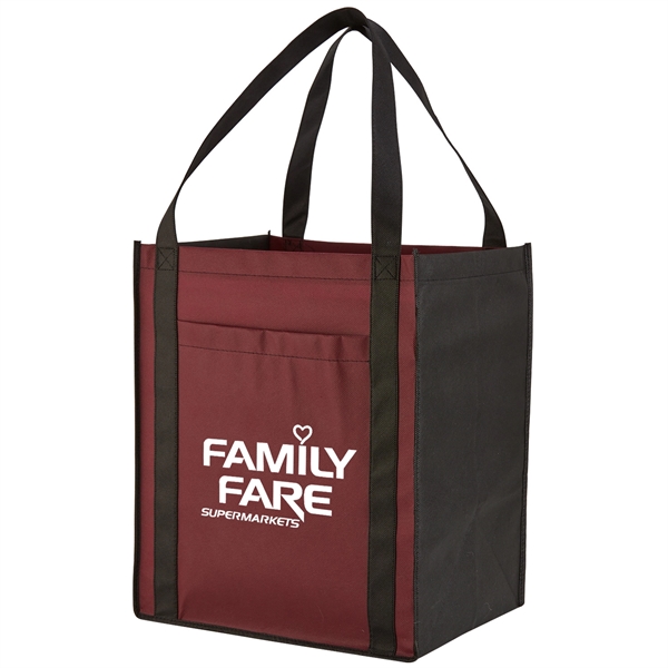 Burgundy color option for Grocery Tote With Front Pocket