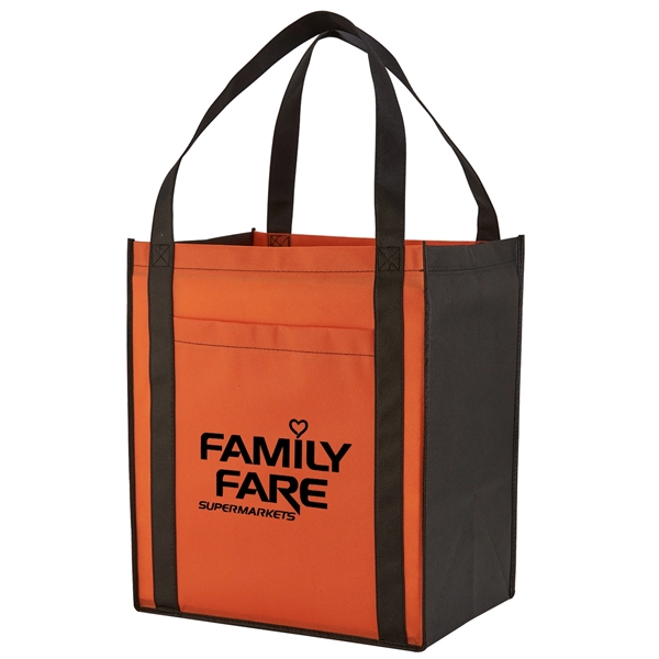 Orange color option for Grocery Tote With Front Pocket