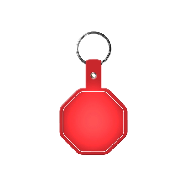 Translucent Red color option for Stop Sign Flexible Key Tag With Split Ring Keychain