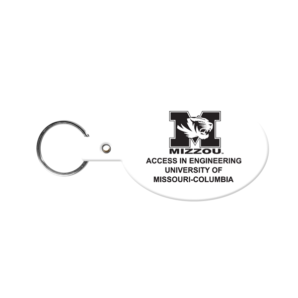 White color option for Oval Flexible Key Tag With Split Ring Key Chain
