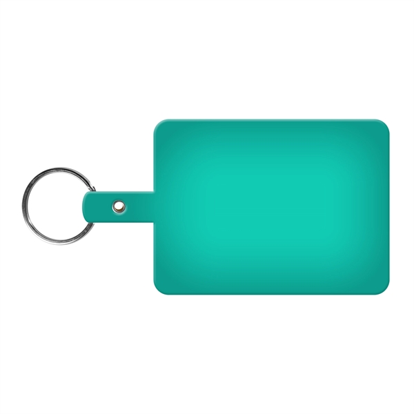 Translucent Aqua color option for Large Rectangle Flexible Key Tag With Split Ring Keychain