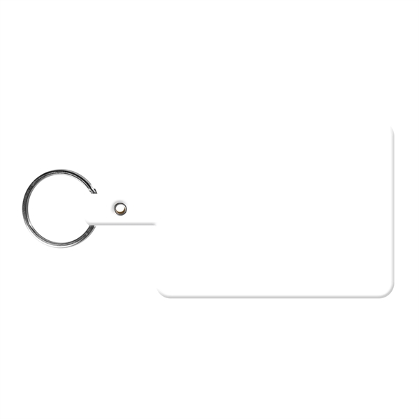 White color option for Large Rectangle Flexible Key Tag With Split Ring Keychain