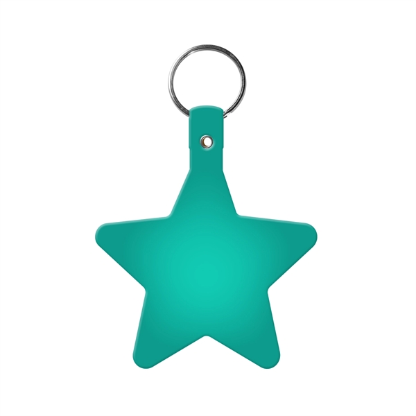 Translucent Aqua color option for Star Key Tag With Split Ring Keychain