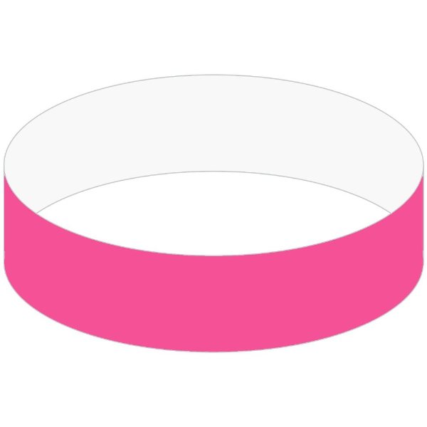 Day Glow Pink color option for 3/4" Tyvek Wrisband