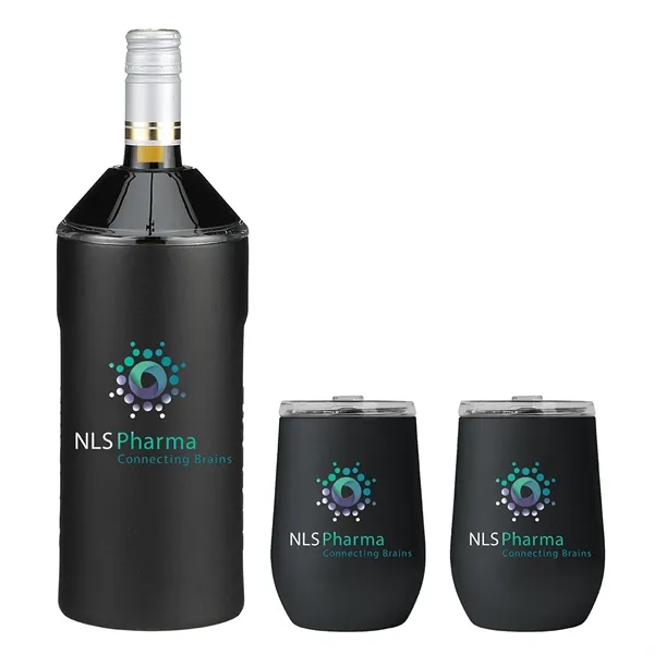 Black color option for Vinglacé® Wine Bottle Insulator & 2 Glass Gift Set, Full C