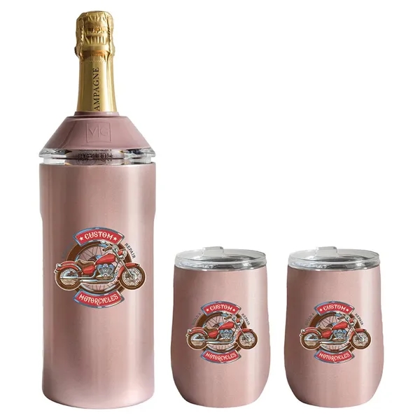 Rose Gold color option for Vinglacé® Wine Bottle Insulator & 2 Glass Gift Set, Full C