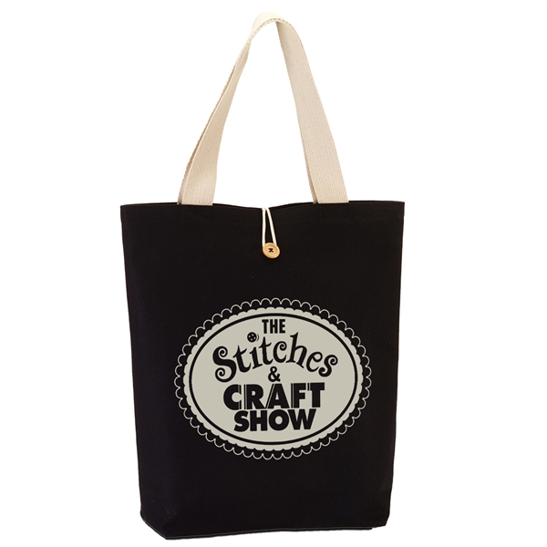Black-Natural color option for 11.5 Oz. Cotton Canvas Button Up Tote Bag