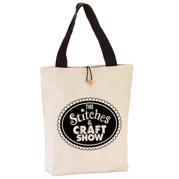 Natural-Black color option for 11.5 Oz. Cotton Canvas Button Up Tote Bag