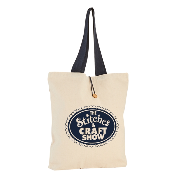 Natural-Navy Blue color option for 11.5 Oz. Cotton Canvas Button Up Tote Bag