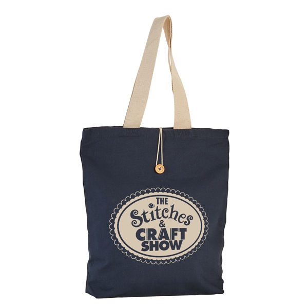 Navy-Natural color option for 11.5 Oz. Cotton Canvas Button Up Tote Bag