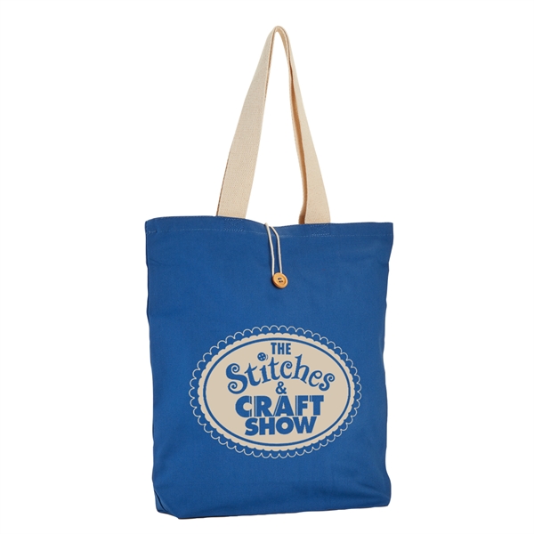 Royal Blue-Natural color option for 11.5 Oz. Cotton Canvas Button Up Tote Bag
