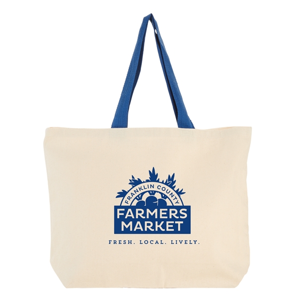 Natural-Royal Blue color option for 11.5 Oz. Duck Canvas Tote Bag