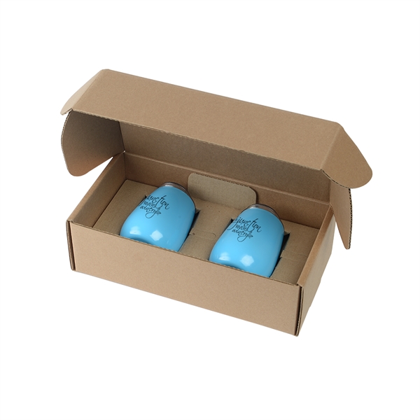 Sky Blue color option for Stainless Steel Stemless Wine Tumbler Gift Set