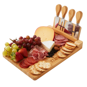 Photo of 5 Piece Magnetic Bamboo Cheese Board Charcuteri Set