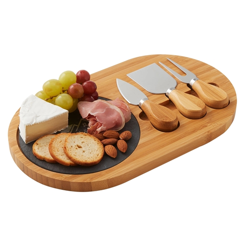 Main photo of 4 Piece Oval Slate Cheese Board Charcuterie Set