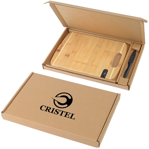 Main photo of Bamboo Cutting Board With Knife And Sharpener Gift Set