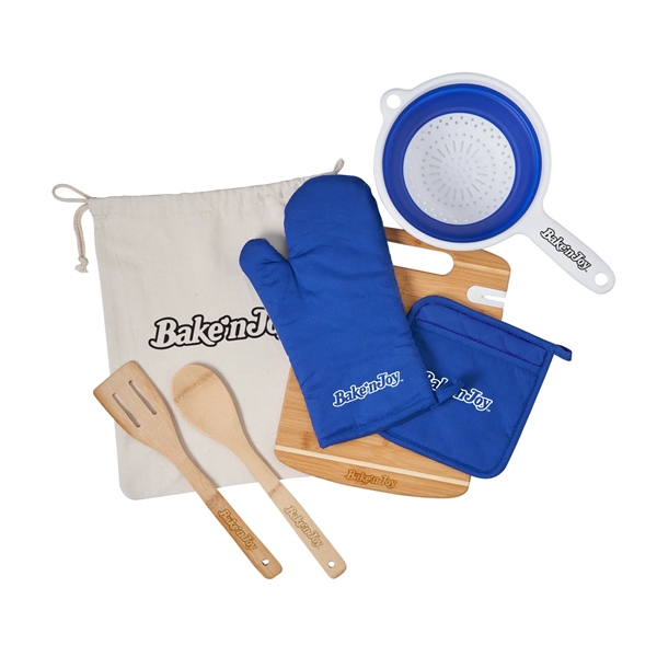Blue color option for Deluxe Silicone & Bamboo Kitchen Set