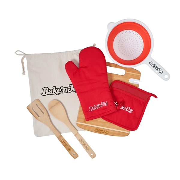 Red color option for Deluxe Silicone & Bamboo Kitchen Set