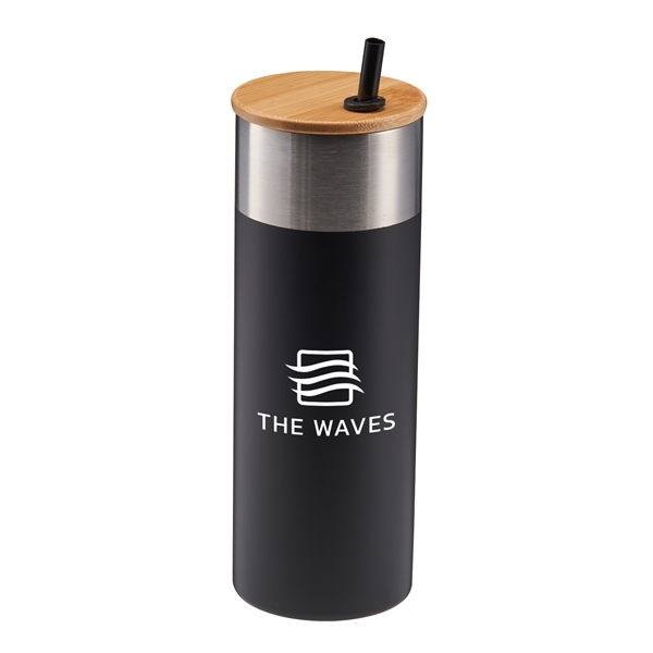 Matte Black color option for 20 Oz Stainless Steel Travel Tumbler With Bamboo Lid & Straw