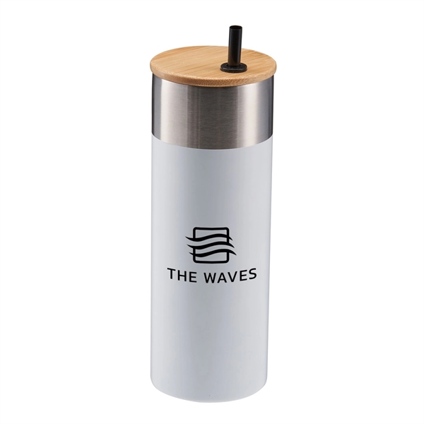 Matte White color option for 20 Oz Stainless Steel Travel Tumbler With Bamboo Lid & Straw
