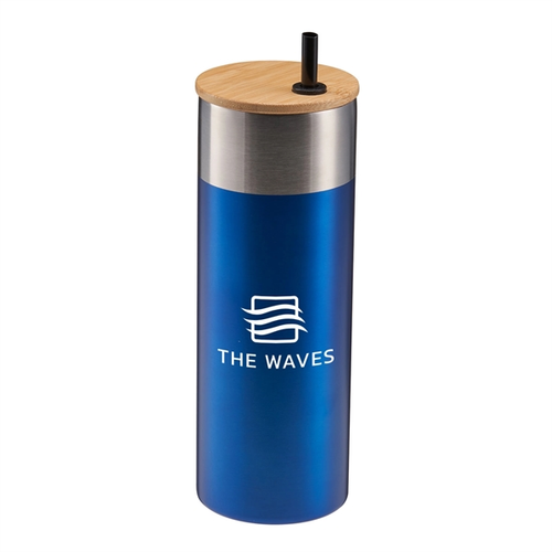 Main photo of 20 Oz Stainless Steel Travel Tumbler With Bamboo Lid & Straw