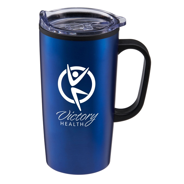 Matte Metallic Blue color option for 20 Oz Stainless Steel Travel Mug With Handle