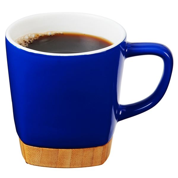 Blue color option for 11 Oz. Ceramic Coffee Mug With Removable Bamboo Coaster