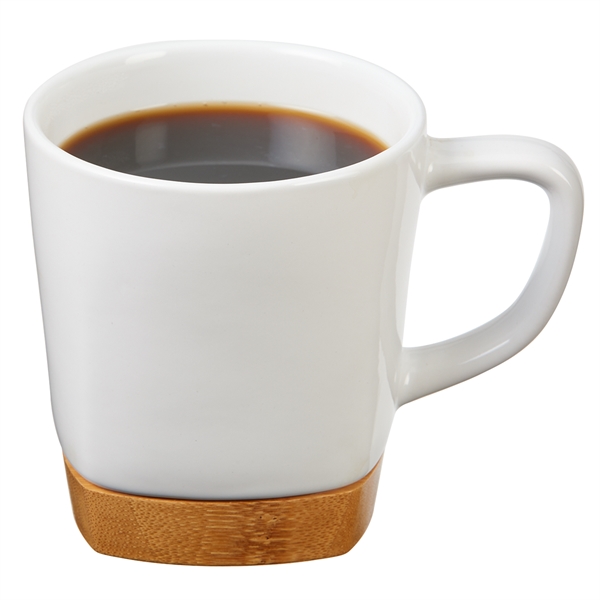 White color option for 11 Oz. Ceramic Coffee Mug With Removable Bamboo Coaster