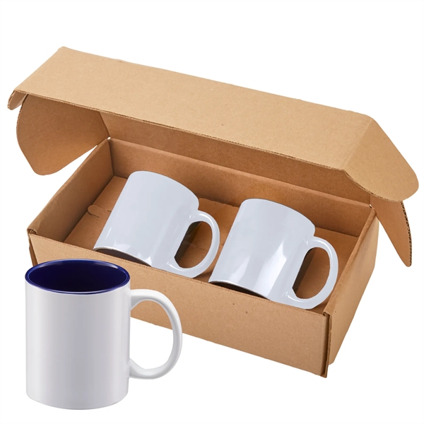 White-Blue color option for 11 Oz Sunrise Ceramic Mugs Gift Set