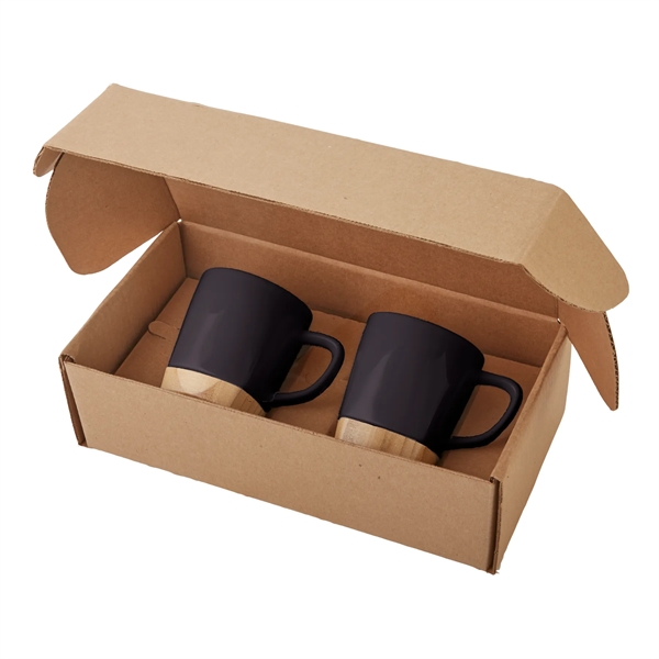 Black color option for 11 Oz Ceramic Mugs With Removable Bamboo Coaster Gift Set