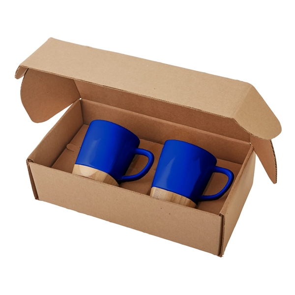 Blue color option for 11 Oz Ceramic Mugs With Removable Bamboo Coaster Gift Set